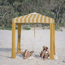 SONSOLE Cabana in Biarritz Dune yellow stripe on sandy beach