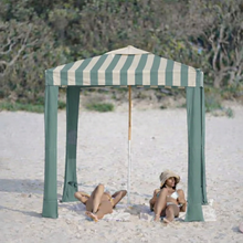 SONSOLE Cabana in Comporta Pine green stripe on sandy beach